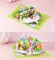 グリーティングカード メッセージカード ポップアップ 3D イースター ウサギ 飛び出す 立体 可愛い ラビット イースターエッグ 復活祭