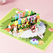 グリーティングカード メッセージカード ポップアップ 3D イースター ウサギ 飛び出す 立体 可愛い ラビット イースターエッグ 復活祭