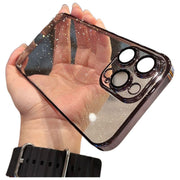 iPhone用ケース カバー スマホケース 耐衝撃 カメラ保護 背面保護 薄型スリム 防塵 クリア 透明 ラメ キラキラ シンプル