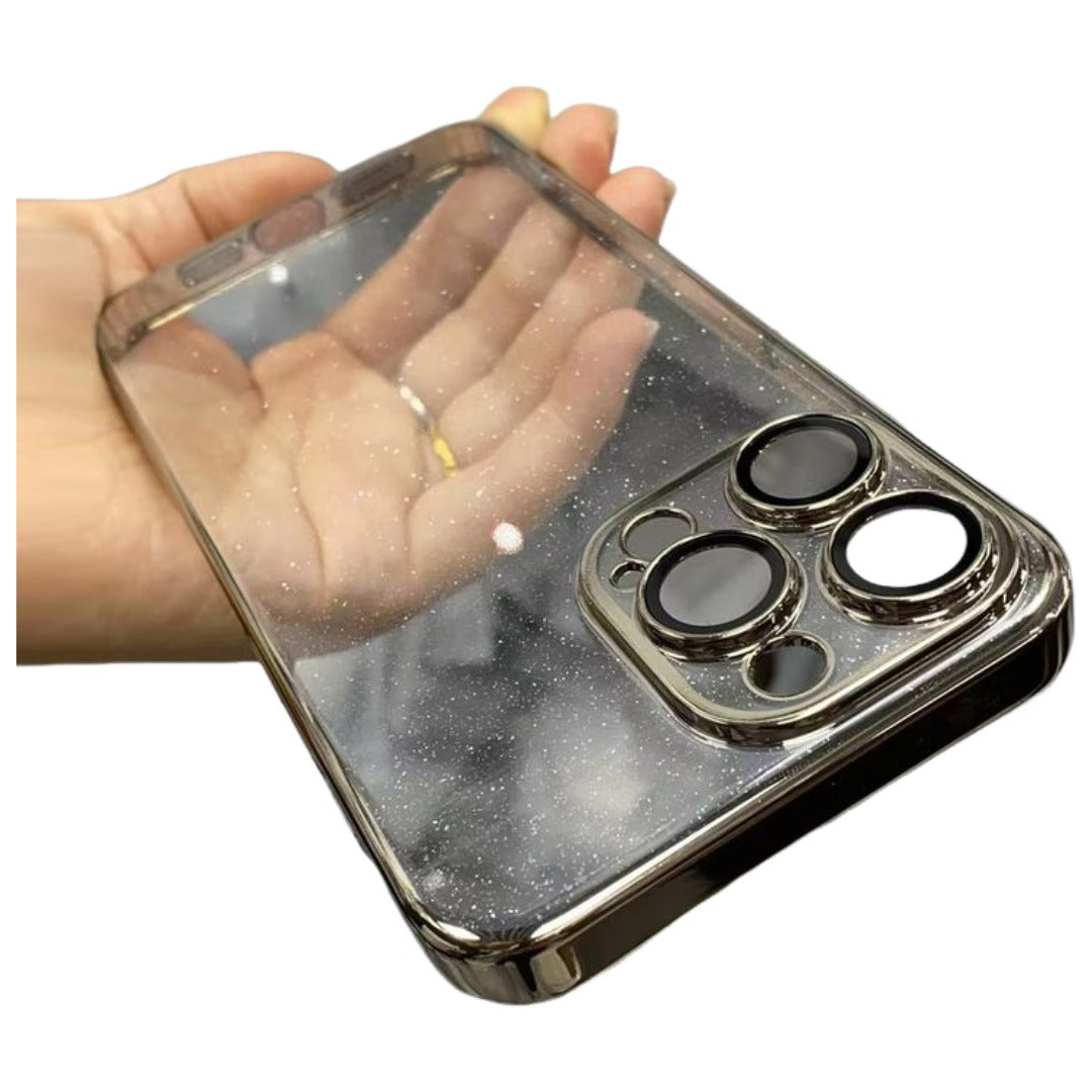 iPhone用ケース カバー スマホケース 耐衝撃 カメラ保護 背面保護 薄型スリム 防塵 クリア 透明 ラメ キラキラ シンプル