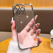 iPhone用ケース カバー スマホケース 耐衝撃 カメラ保護 背面保護 薄型スリム 防塵 クリア 透明 ラメ キラキラ シンプル