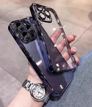 iPhone用ケース カバー スマホケース 耐衝撃 カメラ保護 背面保護 薄型スリム 防塵 クリア 透明 ラメ キラキラ シンプル