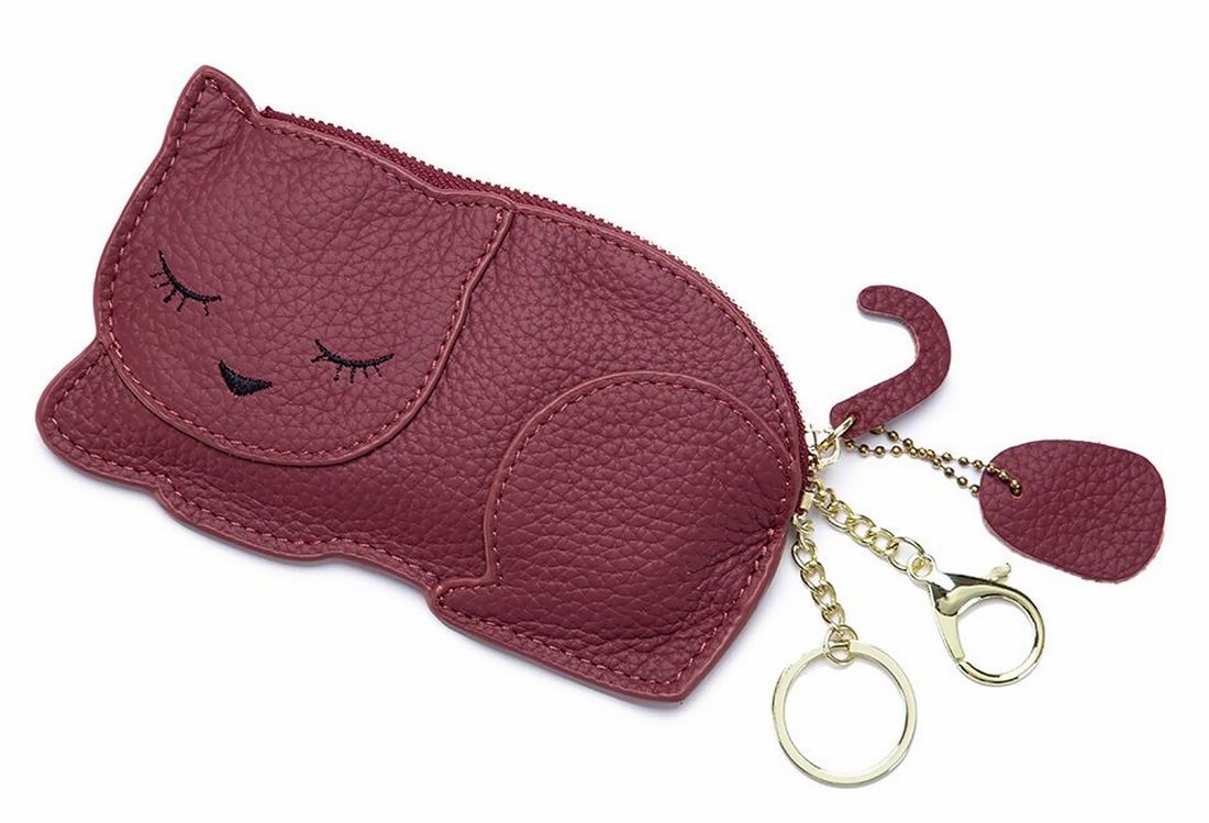 ミニ財布 ミニ 財布 本革 コインケース ねこ モチーフ ネコ レザー コンパクト ポーチ ミニウォレット 小銭入れ 小物入れ カード キーリング バックチャーム CAT 猫 ナスカン キーホルダー 可愛い おしゃれ 大人 大人女子 プレゼント ホワイトデー クリスマス 母の日 誕生日 プレゼント