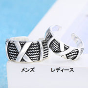 指輪 リング ペアリング クロス シルバーカラー カジュアル サイズ調整可 レディース メンズ アクセサリー アンティーク風