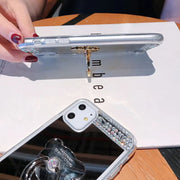 iPhoneケース スマートフォンケース スマホケース 鏡 ミラー スマホリング リング付き 背面保護 傷防止 ラインストーン キラキラ くま クマ お洒落 おしゃれ レディース 女性 婦人 スマホカバー