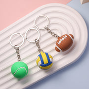 キーホルダー 2個セット キーリング サッカーボール バレー ラグビー テニス バスケ 球技 雑貨 飾り 可愛い スポーツ 部活動 引退 記念品 応援 プレゼント 贈り物