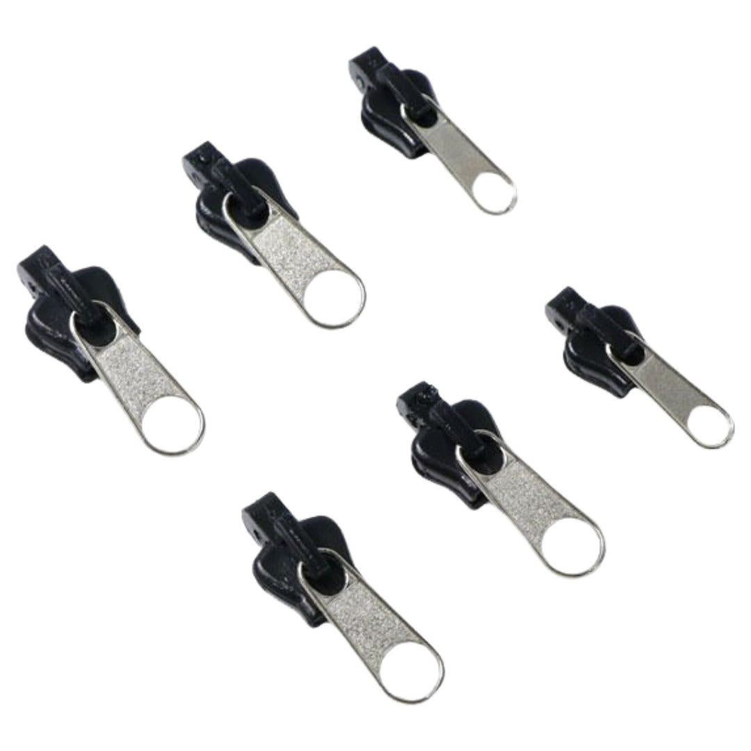 ジッパーヘッド ファスナー ファスナー引き手 3サイズ 各2個入り 交換用 手芸用品 ハンドクラフト ハンドメイド シンプル 便利 黒 ブラウン シルバーカラー
