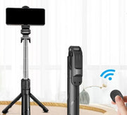 セルカ棒 自撮り棒 三脚付き スマホ用 スタンド付き Bluetooth リモコン付き ワイヤレス 70cm 100cm 360度回転 伸縮 コンパクト セルフィ― スティック スマートフォン用 撮影グッズ ブラック ホワイト