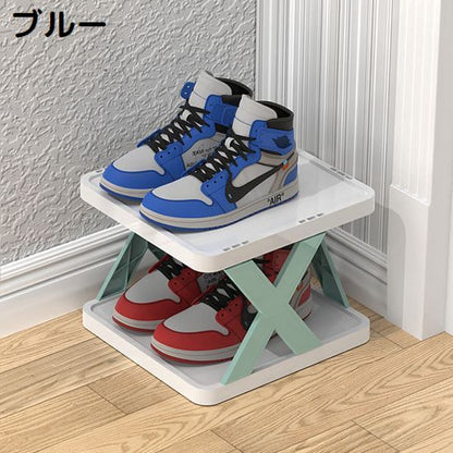 簡易シューズラック 2段 組み立て式 大容量 スリム 省スペース 商品画像5