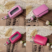キーケース スマートキーケース 男女兼用 ユニセックス メンズ レディース 車用品 カー用品 鍵入れ 本革 レザー カラナビ付き ファスナー 無地 ブラック ホワイト おしゃれ シンプル 男性 女性