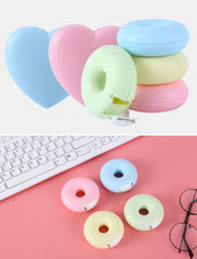 テープカッター ミニテープカッター台 文具 事務用品 セロハンテープ カット 持ち運び 携帯 かわいい ドーナツ ハート パステルカラー