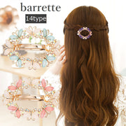 バレッタ ヘアアクセサリー レディース キッズ 女の子 楕円 花 フラワーモチーフ ラインストーン キラキラ チョウチョ フェイクパール ドロップ カラーストーン 葉っぱ 髪留め 髪飾り まとめ髪 ヘアアレンジ 存在感 大ぶり 上品 エレガント かわいい おしゃれ 結婚式 普段使い 女性 女児 ギフト プレゼント ゴールドカラー