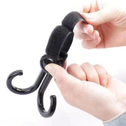 ベビーカー用フック 単品 1個 バギーフック 荷物掛けフック 無地 黒 マジック テープ 簡単取り付け 吊り下げ 車椅子 自転車 便利 シンプル 買い物 ベビーカーグッズ