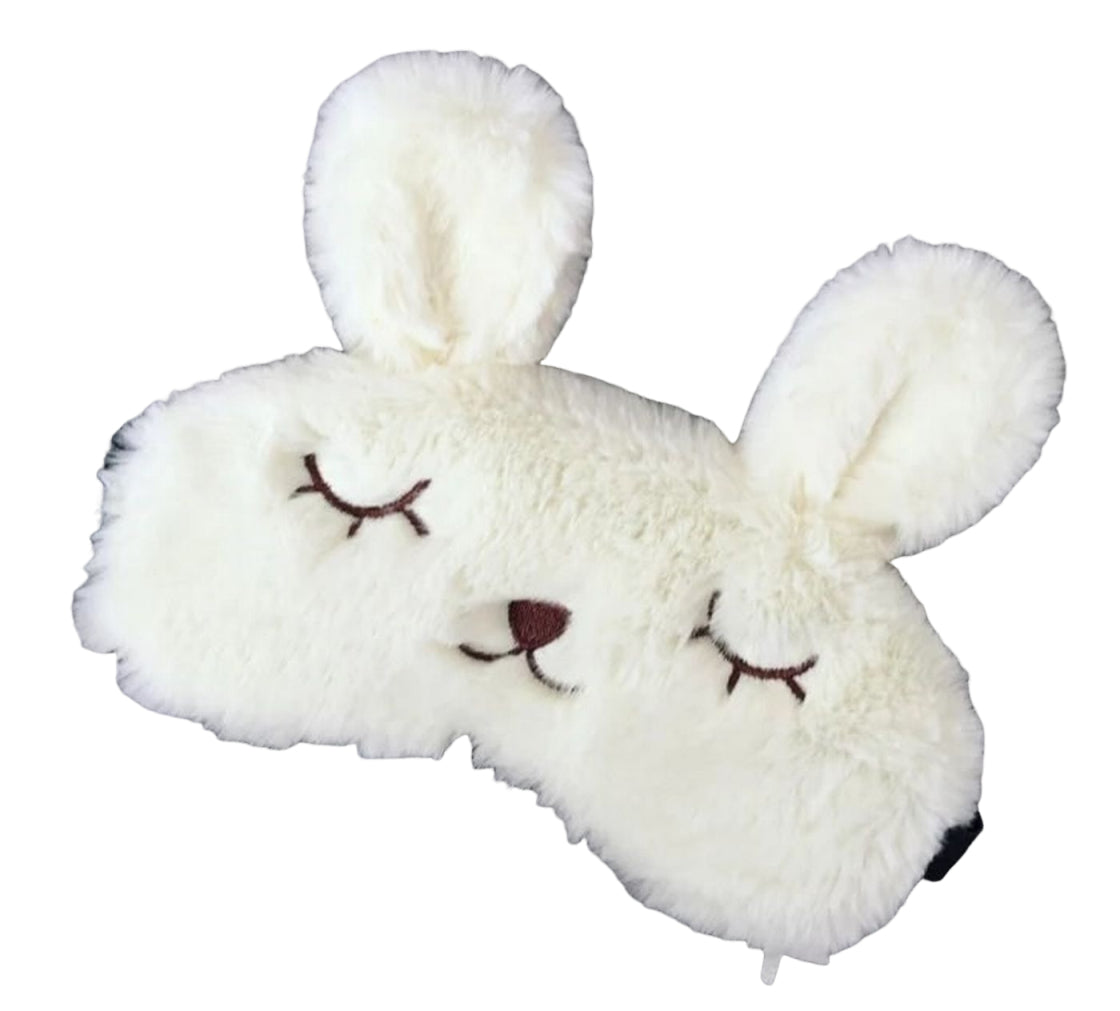 アイマスク アイピロー 安眠グッズ 雑貨 小物 レディース ゴムバンド 内ポケット アイスパック 保冷剤使用可能 ウサギ アニマル 動物 もこもこ ふわふわ ピンク ホワイト かわいい キュート ポップ カジュアル
