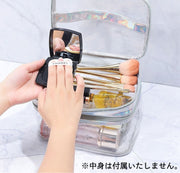 化粧ポーチ コスメポーチ 2層 2段 透明 スケルトン 防水 バニティポーチ バニティバッグ ファスナー 取っ手付き 大容量 収納 整理 メイク用品 おしゃれ 旅行 お泊り 化粧品