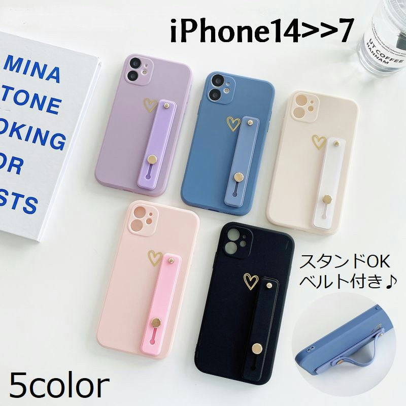 iPhoneケース スマホケース カバー ベルト リング スタンド 耐衝撃 落下防止 背面 カメラ保護 傷防止 TPU ソフト バンド スライド マット くすみカラー つや消し ハート シンプル 14 plus 13 12 ProMax mini 11 XSMax XR 7 8 plus SE2020 アイフォンケース スマートフォンケース ギフト 贈り物 彼氏 彼女 父の日 母の日 敬老の日