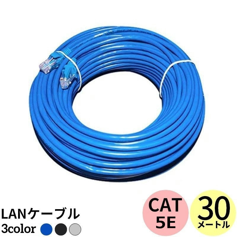LANケーブル 30m CAT5E カテゴリ5e ストレート 爪折れ防止 スタンダード 高速通信 1Gbps 1ギガビット 100MHz