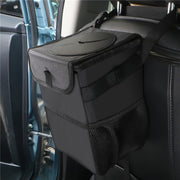 車用ゴミ箱 ダストボックス ごみ箱 折りたたみ ふた付き 防水 小物収納 シートポケット ヘッドレスト 吊り下げ オックスフォード 車用品 カー用品 車載 便利グッズ マジック テープ バックル ポケット付き 携帯用 ドライブ アウトドア カーアクセサリー