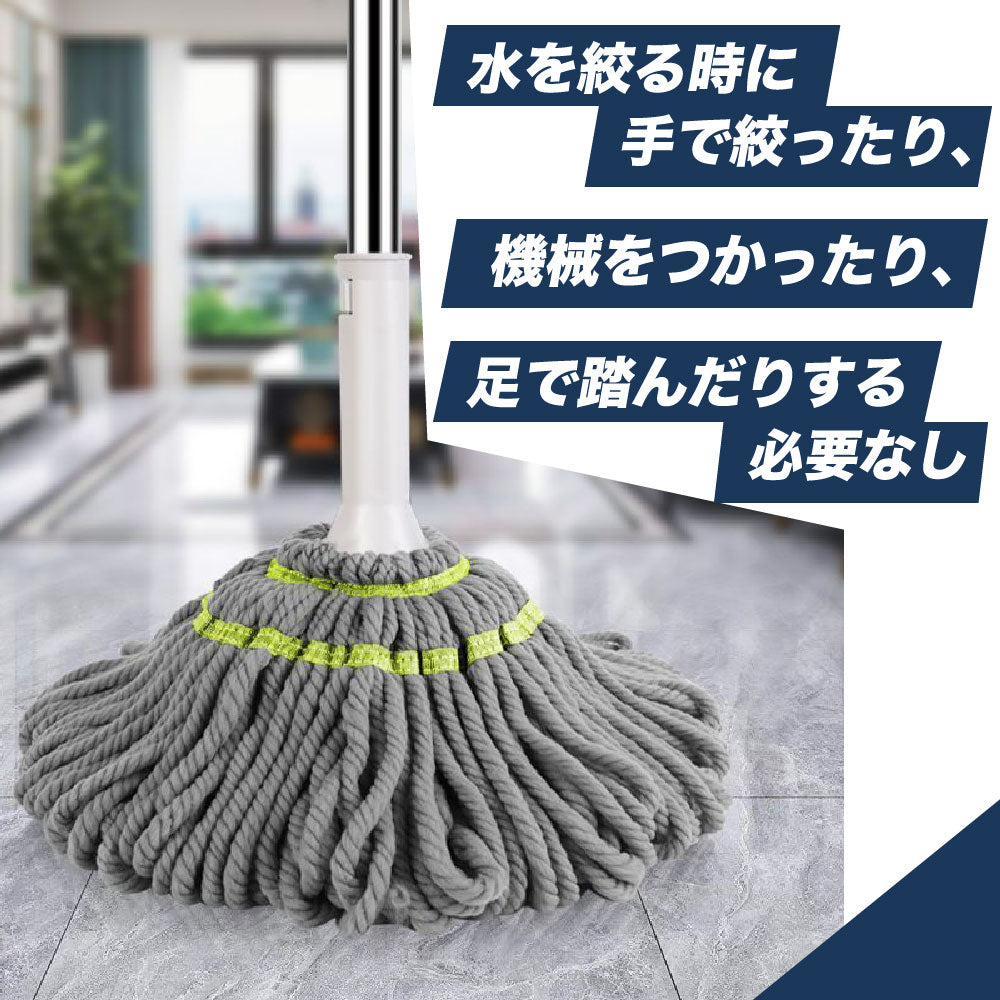モップ 水拭き 業務用  モップヘッド 2個セット 脱水 絞り器 ひねるだけ 手洗い不要 フロアモップ 床モップ マイクロファイバー 拭き 清掃 掃除 フローリング 吸水性 床拭き 雑巾掛け 雑巾 クリーナー