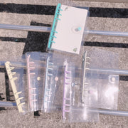 ルーズリーフバインダー 6穴 A6 ルーズリーフ カード トレカケース バインダー フォトアルバム DIY 手作り 手帳 ホルダー クリアカラー ラメ グリッター ルーズリーフカバー スナップボタン
