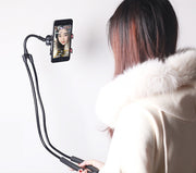 スマホスタンド 首掛け 寝ながら 手ぶら 腰掛け 卓上 自撮り棒 ネックスタンド 角度調整 アーム 自由自在 変幻自在 360°回転 伸縮 スマートフォンスタンド タブレットスタンド スマホホルダー 後部座席スタンド 便利