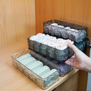 衣類収納ボックス ケース 5マス 透明 クリア 靴下 下着 アクセサリー 小物入れ 卓上 机上 引き出し 整理 整頓 片付け 文房具 化粧道具 メイク道具
