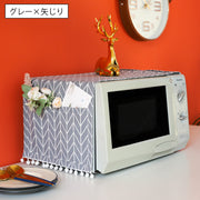 電子レンジカバー オーブンカバー 単品 1枚 30×90cm ほこり除け 埃 防塵 汚れ防止 ポケット付き 長方形 四角 スクエア 掛け布 おしゃれ 幾何学模様 チェック キッチン用品 インテリア雑貨