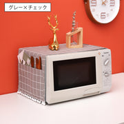 電子レンジカバー オーブンカバー 単品 1枚 30×90cm ほこり除け 埃 防塵 汚れ防止 ポケット付き 長方形 四角 スクエア 掛け布 おしゃれ 幾何学模様 チェック キッチン用品 インテリア雑貨
