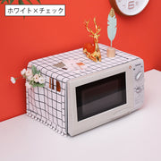 電子レンジカバー オーブンカバー 単品 1枚 30×90cm ほこり除け 埃 防塵 汚れ防止 ポケット付き 長方形 四角 スクエア 掛け布 おしゃれ 幾何学模様 チェック キッチン用品 インテリア雑貨