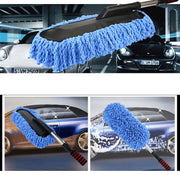 車用モップ ハンディモップ 伸縮式 自動車 カー用品 車用品 日用品雑貨 掃除用具 ホコリ取り モップ ブラシ カラ拭き ドア拭き 窓拭き 清掃用品 持ち手付き 室内 屋内 メンテナンス用品 ボディケア用品 ふわふわ 取り外し可 灰 青