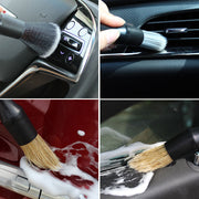 クリーニングブラシ 3本セット 隙間ブラシ ディティールブラシ 洗車ブラシ 筆タイプ ソフト ミディアム ハート 埃取り 汚れ取り ホイール エンブレム 吹き出し口 車用 ナビパネル 給油口 掃除グッズ ふわふわ シンプル 便利グッズ 細部 隙間 黒 白 茶