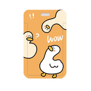 パスケース IDカードホルダー ネックストラップ付き 首掛け 縦型 定期入れ IDカードケース 防水 レディース メンズ 男女兼用 雑貨 アヒル イラスト入り 英字入り クリアカラー 透明 カード入れ オフィス 通勤 通学 プレゼント 便利グッズ おしゃれ かわいい シンプル カジュアル 橙 白 黄