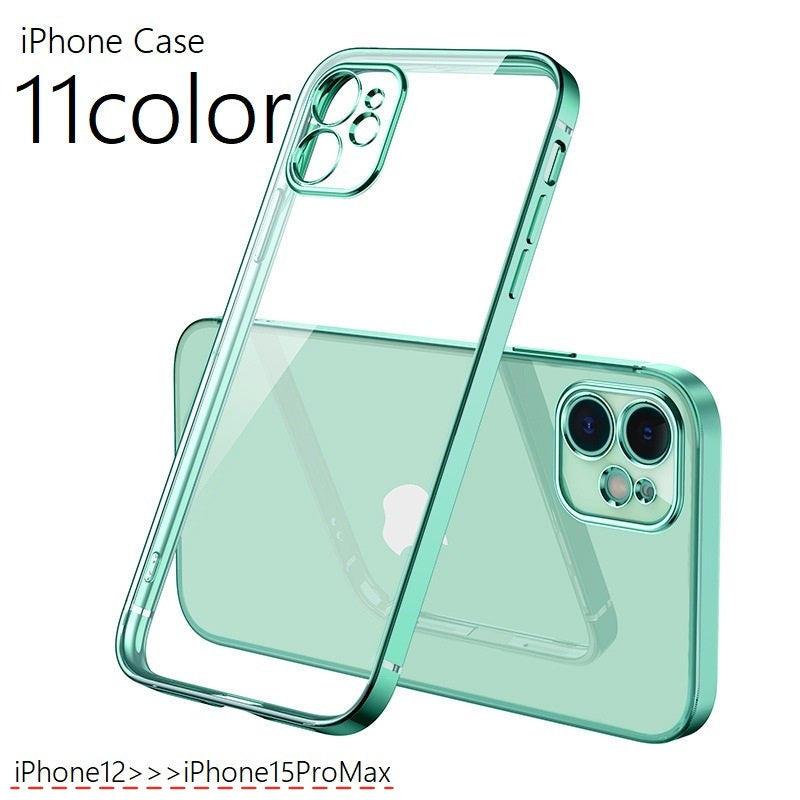 iPhoneケース iPhoneカバー スマホケース 携帯カバー スマホ ケース 透明 クリア 傷防止 汚れ防止 ソフト 軽量 薄型 スリム 耐衝撃 背面保護 メタルカラー 14 13 12 Pro ProMax Plus シンプル 単色 カジュアル おしゃれ スマート 紫 緑 黒 銀色 赤 金色 青