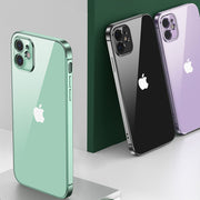 iPhoneケース iPhoneカバー スマホケース 携帯カバー スマホ ケース 透明 クリア 傷防止 汚れ防止 ソフト 軽量 薄型 スリム 耐衝撃 背面保護 メタルカラー 14 13 12 Pro ProMax Plus シンプル 単色 カジュアル おしゃれ スマート 紫 緑 黒 銀色 赤 金色 青