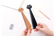 定規 ものさし 直線 15cm 猫型 文房具 筆記用具 木製 文具 キッズ ジュニア ネコグッズ 動物 アニマル ユニーク 可愛い ステーショナリー 新学期 学生