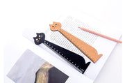 定規 ものさし 直線 15cm 猫型 文房具 筆記用具 木製 文具 キッズ ジュニア ネコグッズ 動物 アニマル ユニーク 可愛い ステーショナリー 新学期 学生