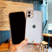 スマホケース スマホカバー クリア 透明 ゴールドリム 金縁 iPhone 6 6plus 7 8 7plus 8plus XSMAX XR X 11 11Pro 11ProMax 12 12Pro 12ProMax 12mini 13 13Pro 13ProMax 13mini ソフトシェル エレガント 縁取り おしゃれ 上品 アイフォン 携帯ケース 保護ケース 背面保護 傷防止 かわいい アイホン メンズ レディース