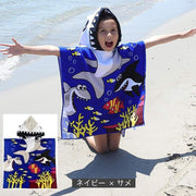 ラップタオル 子供用 フーディタオル お着替えポンチョ 湯上りタオル フード付 ビーチタオル バスローブ 60×120cm キッズ ジュニア プール ビーチ お風呂 プリント キャラクター 柄 可愛い ユニーク