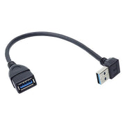 USB3.0延長ケーブル 延長コード 変換コネクタ オス メス L字型 上向き 下向き 左向き 右向き 角度 直角 コンパクト シンプル 持ち運び パソコン PC データ転送 ビジネス