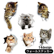 ウォールステッカー 壁ステッカー 壁紙シール 窓シール シール式 猫 キャット 子猫 3D トリックアート風 だまし絵風 インテリア雑貨 DIY 模様