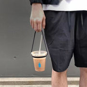 カップホルダー ドリンクホルダー コップ 手提げ ストラップ 紐 伸縮性 伸びる アウトドア 持ち運び 単色 シンプル