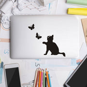 ウォールステッカー カーステッカー 壁ステッカー インテリア雑貨 猫 ねこ 蝶 蝶々 黒 白 かわいい はがせる 模様替え スイッチ 飾り