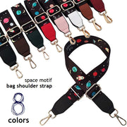 ショルダーストラップ バッグストラップ 宇宙モチーフ ショルダーベルト 付け替え イメチェン bag肩紐 レディース 幅広 3.8cm ロケット 惑星 ユニーク 個性的 鞄用 斜め掛け 肩掛け