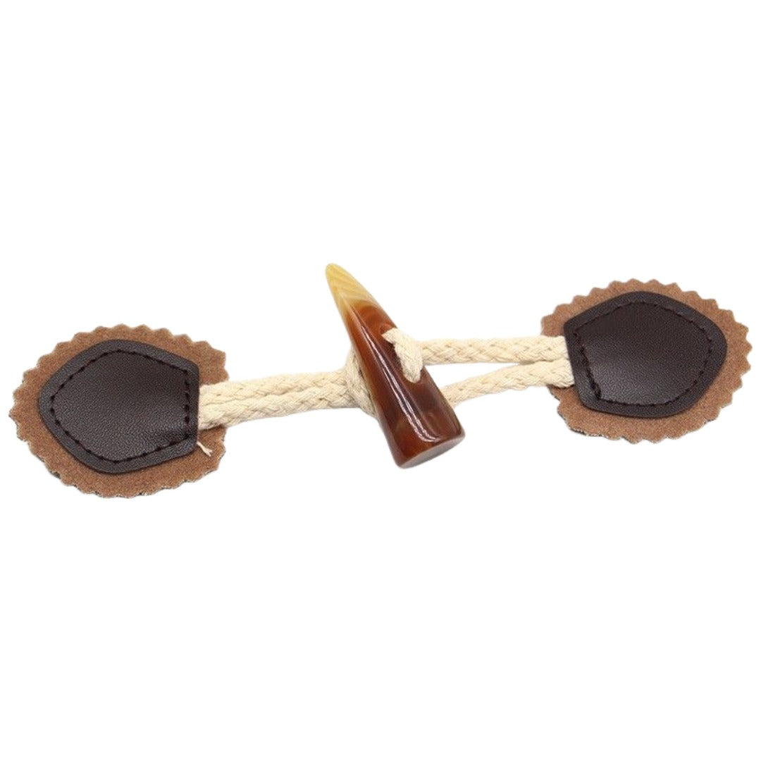 ダッフルボタン 4個セット トグルボタン ダッフルコート用ボタン パーツ 手芸用品 ハンドメイド コート作成用 紐付き 牛角風ボタン クラフトパーツ 樹脂製 おしゃれ