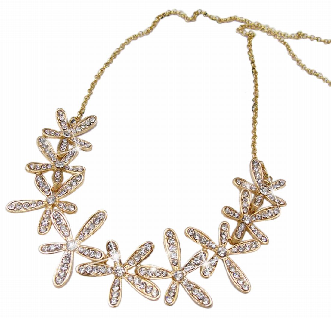 ネックレス アクセサリー ファッション小物 レディース フラワー 花 ラインストーン かわいい おしゃれ プレゼント ギフト