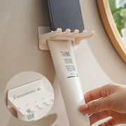 歯ブラシホルダー 歯ブラシ立て 歯磨き粉ホルダー 壁掛け 吊り下げ スマホスタンド コンパクト 衛生的 清潔 洗面所 お風呂 シンプル ホワイト