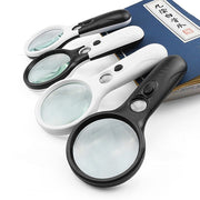 ルーペ 拡大鏡 虫眼鏡 LEDライト 手持ち ハンド 小型 ミニ 3倍 45倍 日用品雑貨 暗闇 読書 新聞 地図 ジュエリー ツートンカラー シンプル