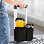 ドリンクホルダー スーツケース用 カップホルダー ポケット付き キャリーケース用 取り付け簡単 ドローコード メッシュ 小物入れ ボトルホルダー オックスフォード 飲み物ホルダー 旅行 出張 トラベル