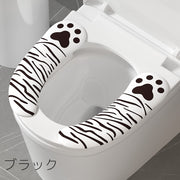 便座シート 便座カバー トイレカバー O型 U型 粘着式 肉球 縞々 シマシマ 貼るタイプ シールタイプ 貼り付け 洗える 取付簡単 柄あり かわいい