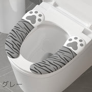 便座シート 便座カバー トイレカバー O型 U型 粘着式 肉球 縞々 シマシマ 貼るタイプ シールタイプ 貼り付け 洗える 取付簡単 柄あり かわいい